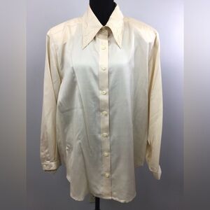 NWT ELLA Silk LONG SLEEVE Blouse SIZE 1X Cream color  embroidered collar